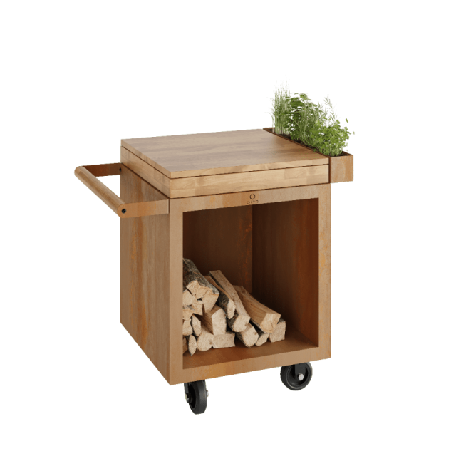 Mise En Place Table Corten 65 Pro Teak Hout